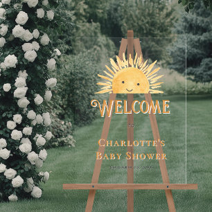 Panneau En Acrylique Boho Sun Sunshine Baby shower Bienvenue