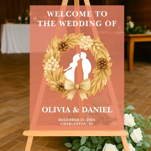 Panneau En Acrylique Boho Winter Wedding Welcome Frosted
