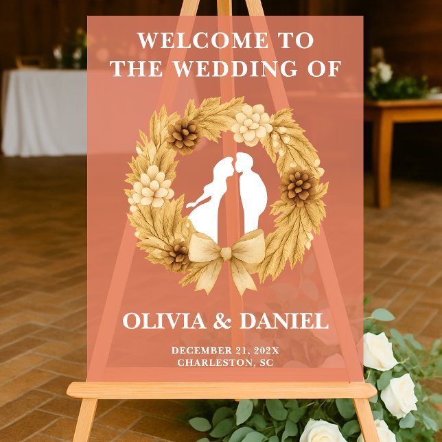 Panneau En Acrylique Boho Winter Wedding Welcome Frosted (Créateur téléchargé)