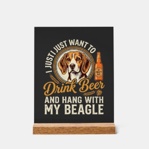 Panneau En Acrylique Boire Bière Beagle Chien Bière Artisanale Bouteill