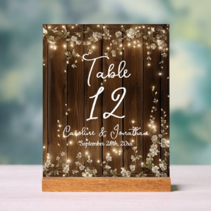 Panneau En Acrylique Bois Éclairage à cordes rustiques Tableau floral b