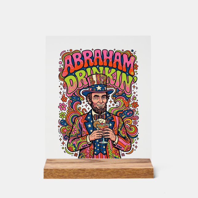 Panneau En Acrylique Boisson Abraham Patriotique Rétro (Recto)