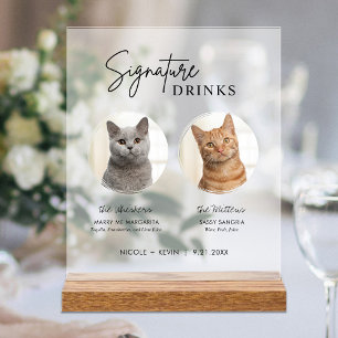 Panneau En Acrylique Boisson de signature de mariage de chat Bar à cock