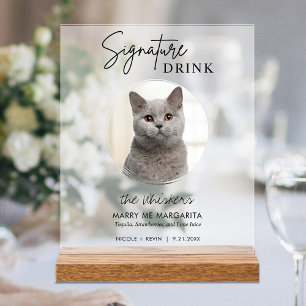 Panneau En Acrylique Boisson de signature de mariage de chat Bar à cock