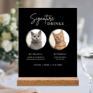 Panneau En Acrylique Boissons de signature de mariage de chat Bar à coc