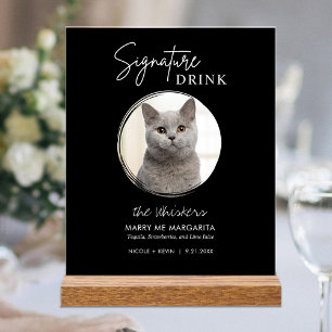 Panneau En Acrylique Boissons de signature de mariage de chat Bar à coc