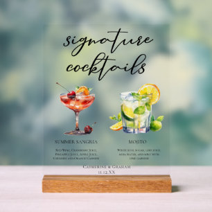 Panneau En Acrylique Boissons Signature Fancy Sangria Mojito Mariage