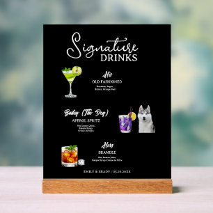 Panneau En Acrylique Boissons Signature pour Mariage de Modern Dog Bar
