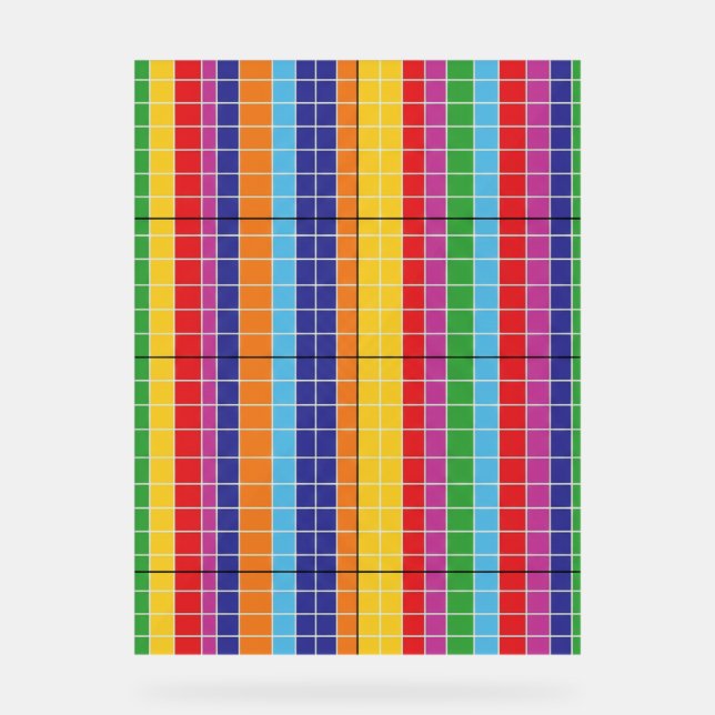 Panneau En Acrylique Bold Rainbow Grid Pattern Modern Art Poster (Recto)