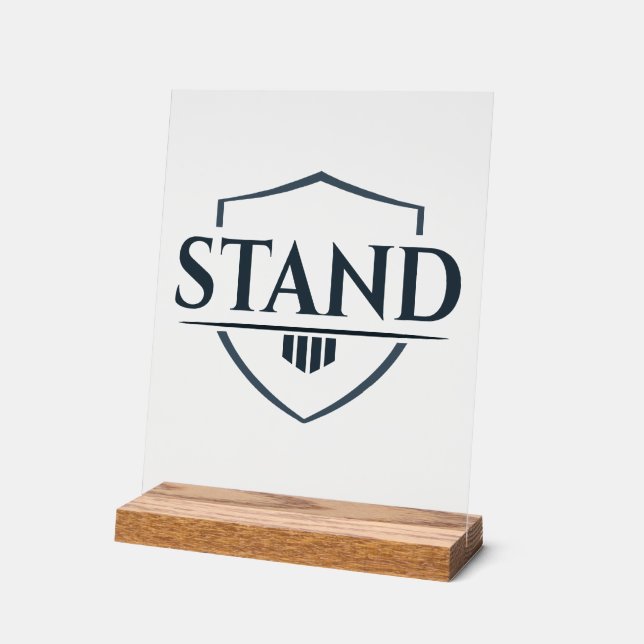 Panneau En Acrylique Bold “STAND” Inspirational Christian (Angle)