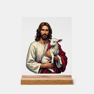 Panneau En Acrylique Bon Pasteur Jésus Vintage Gravure Tee 2