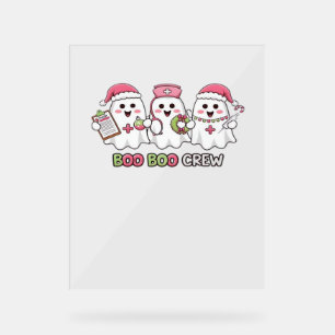 Panneau En Acrylique Boo Boo Crew Noël, infirmière fantôme surdimension