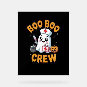 Panneau En Acrylique Boo Boo Crew Nurse Cute Ghost Halloween Nurse Es