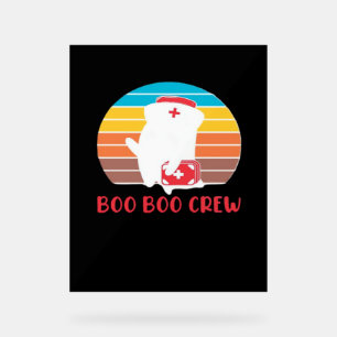 Panneau En Acrylique Boo Boo Crew Nurse Funny Ghost Halloween Classique