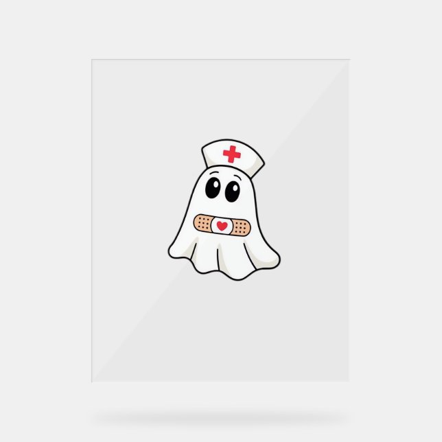 Panneau En Acrylique BOO CREW Ghost Nurse Funny Halloween Essentiel (Recto)