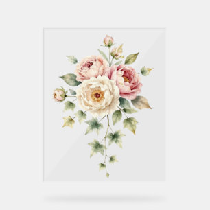 Panneau En Acrylique Bouquet de pivoines douces Élégance aquarelle