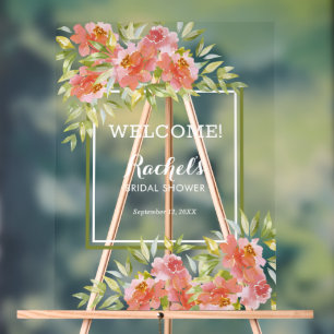 Panneau En Acrylique Bouquet Floral Chic Bienvenue à la Baby Shower de 