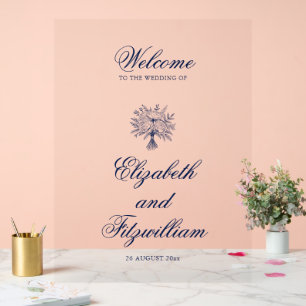 Panneau En Acrylique Bouquet nuptial Mariage esquissé minimaliste