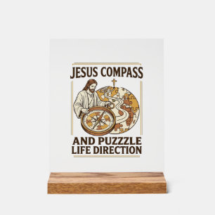 Panneau En Acrylique Boussole Jésus et casse-tête Direction de vie Jésu