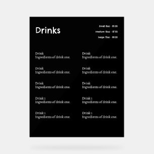 Panneau En Acrylique Boutique de café simple Signes de menu