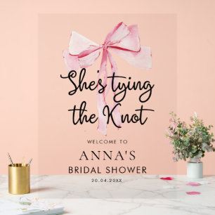 Panneau En Acrylique Bow Rose Attache Fête des mariées noeud