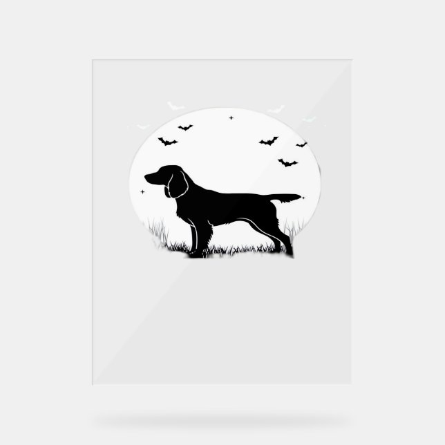 Panneau En Acrylique Boykin Spaniel Dog - Halloween Moon Silhouette Cla (Recto)