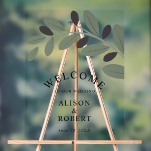 Panneau En Acrylique Branche d'olive signe de bienvenue pour mariage mé