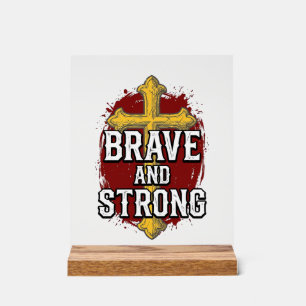 Panneau En Acrylique Brave et Fort Design de Chemise Vintage Croix_1