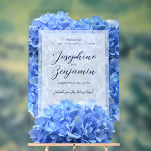 Panneau En Acrylique Bravest Blue Mariage Welcome Floral Sign