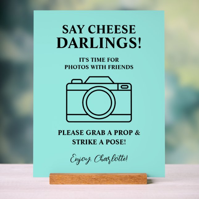 Panneau En Acrylique Bride & Co. Réception de mariage sarcelle (Neutre)