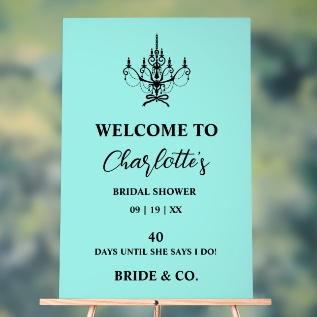 Panneau En Acrylique Bride & Co. Réception de mariage Teal de bienvenue (Neutre)