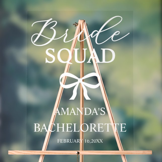 Panneau En Acrylique Bride Squad Personalized Bachelorette Welcome (Neutre)