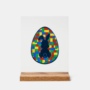 Panneau En Acrylique Briques de construction Lapin de Pâques Garçons Fi