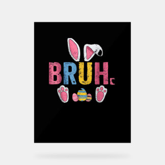 Panneau En Acrylique Bruh Bunny Pâques mignonne mème pour les enfants _