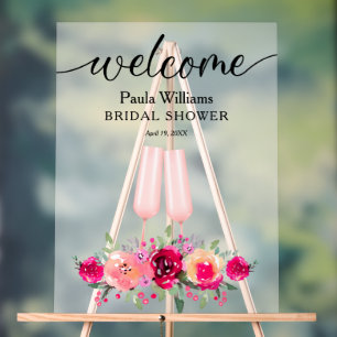 Panneau En Acrylique Brunch et Bubbly Floral Baby Shower de Mariée
