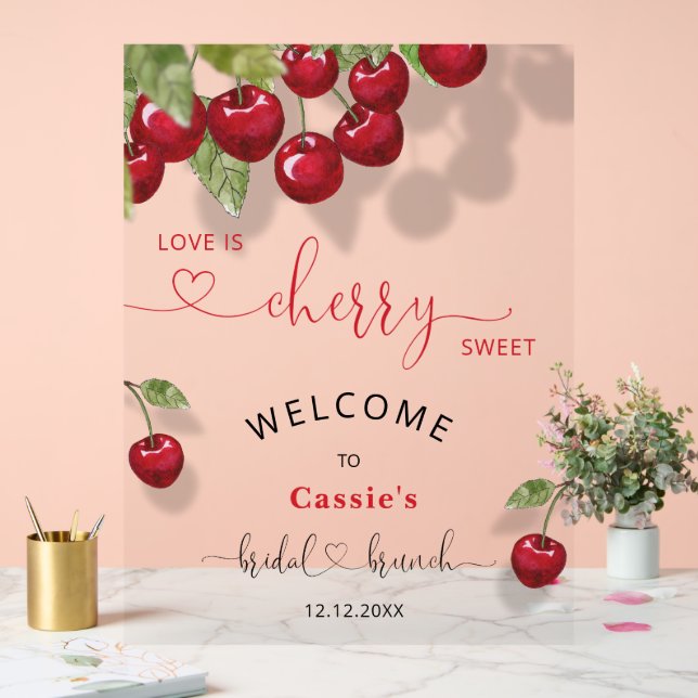 Panneau En Acrylique Brunch nuptial de fruits cerise Bienvenue (Mariage)