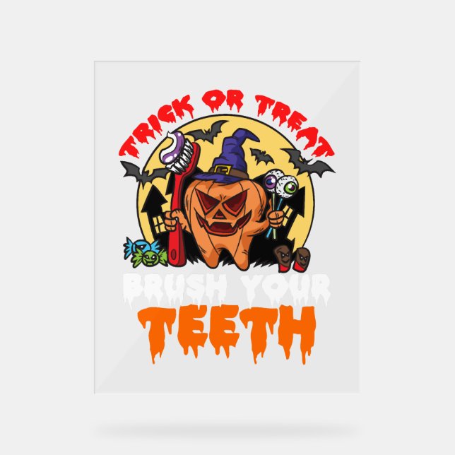 Panneau En Acrylique Brush Your Teeth Funny Dental Hygiène Pun (Recto)