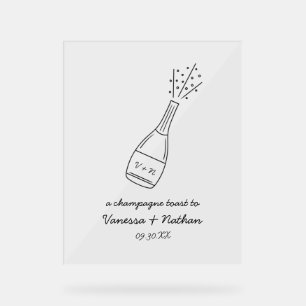 Panneau En Acrylique Bubbly Popping Champagne Bouteille Mariage Whimsic