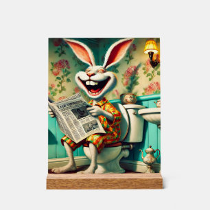 Panneau En Acrylique Bunny amusant sur Toilette Salle de bain Art
