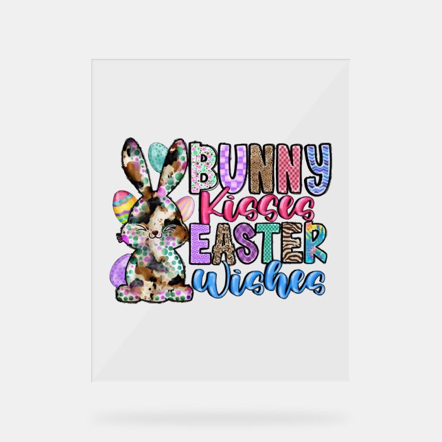 Panneau En Acrylique Bunny Baisers souhaits de Pâques (Recto)