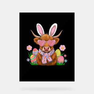 Panneau En Acrylique Bunny Highland Vache Pâques Fermières Femmes Enfan
