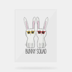 Panneau En Acrylique Bunny Squad Funny mignon animal de compagnie Rabbi