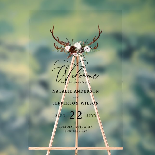 Panneau En Acrylique Burgundy mariage à fleurs accueil élégant (Neutre)