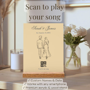 Panneau En Acrylique Cadeau d'anniversaire code QR de notre chanson min