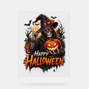 Panneau En Acrylique Cadeau de citrouille squelette Halloween pour homm