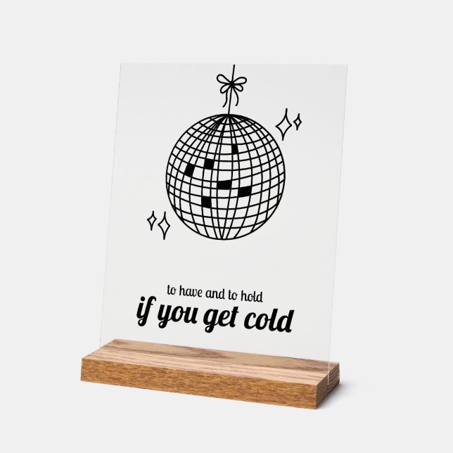 Panneau En Acrylique Cadeau de mariage couverture boule disco rétro (Angle)