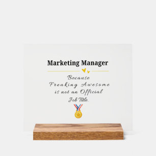 Panneau En Acrylique Cadeau drôle pour responsable marketing