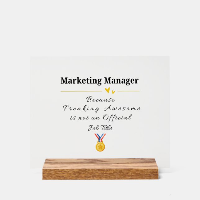 Panneau En Acrylique Cadeau drôle pour responsable marketing  (Recto)