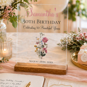 Panneau En Acrylique Cadeau Fleur des Champs pour une Fête d'anniversai
