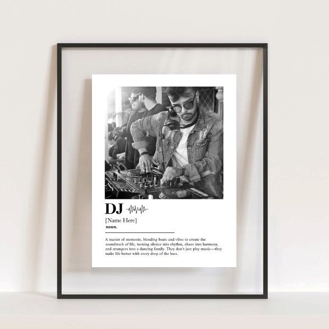 Panneau En Acrylique Cadeau photo de définition de dictionnaire de DJ p (Personalized DJ Dictionary Definition Photo Gift Acrylic Sign)